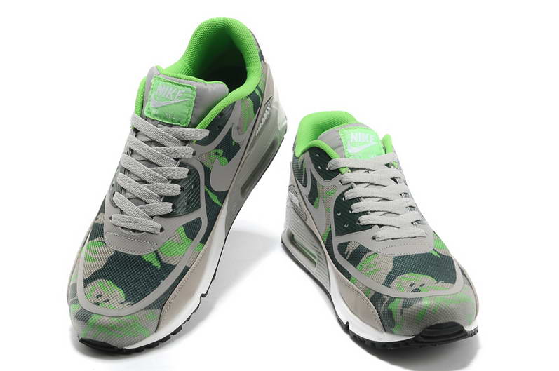 Nike Air Max 90 Chaussures Femmes Pre TAPE LT Gris DK bleu herbe verte (1)